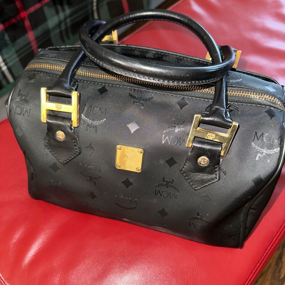 🔥Pre-loved MCM Visetos Nylon Boston Bag